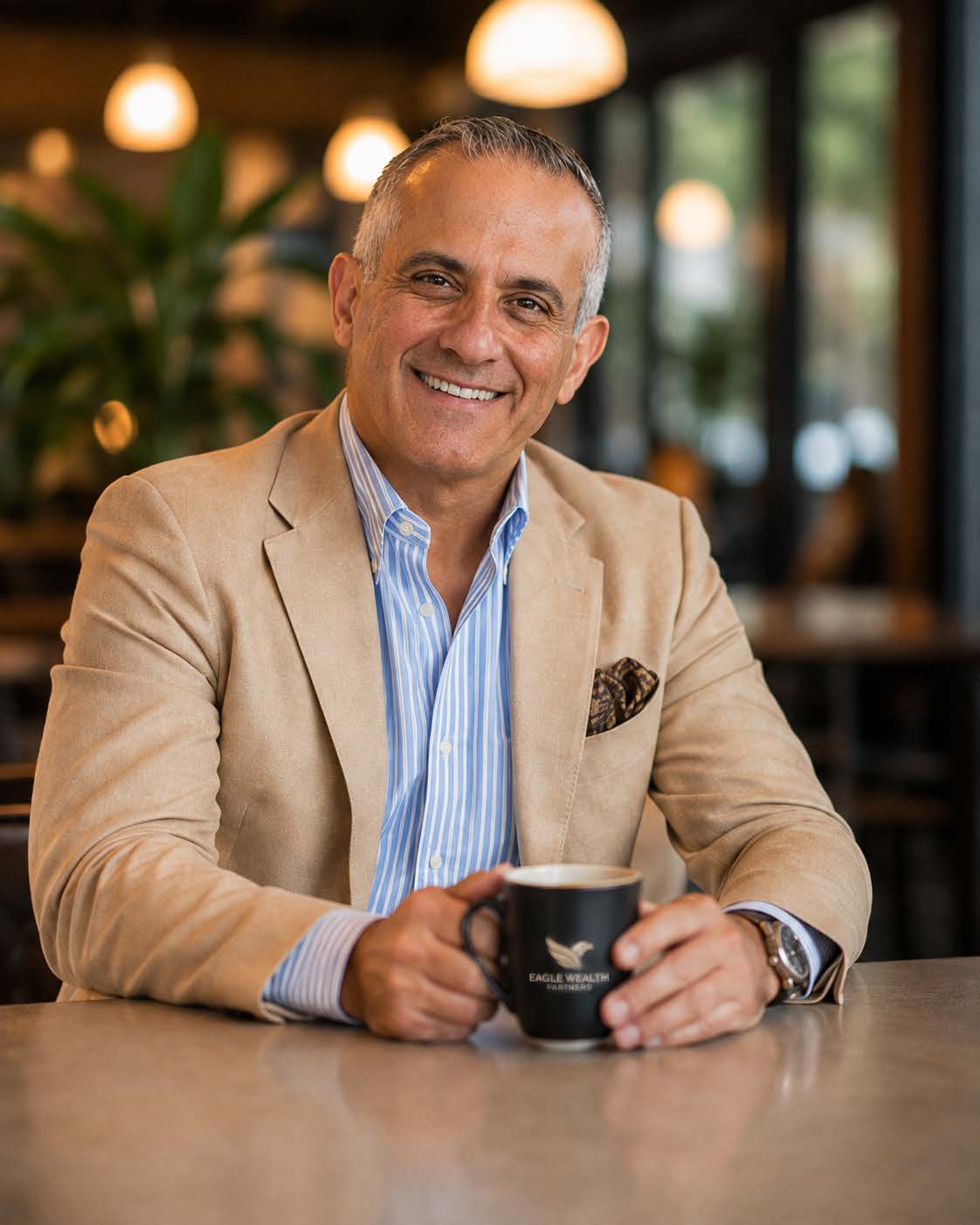 Sami Majdalani meeting a family over coffee